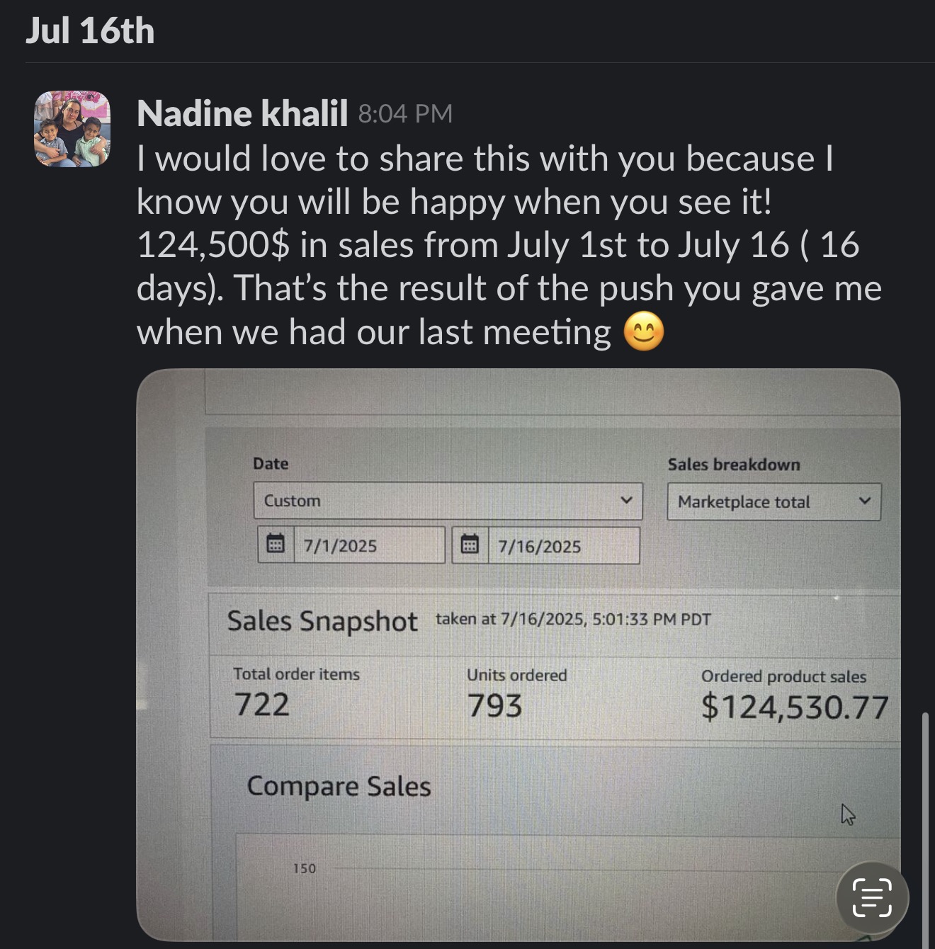 Nadine — $124,530 in sales in 16 days