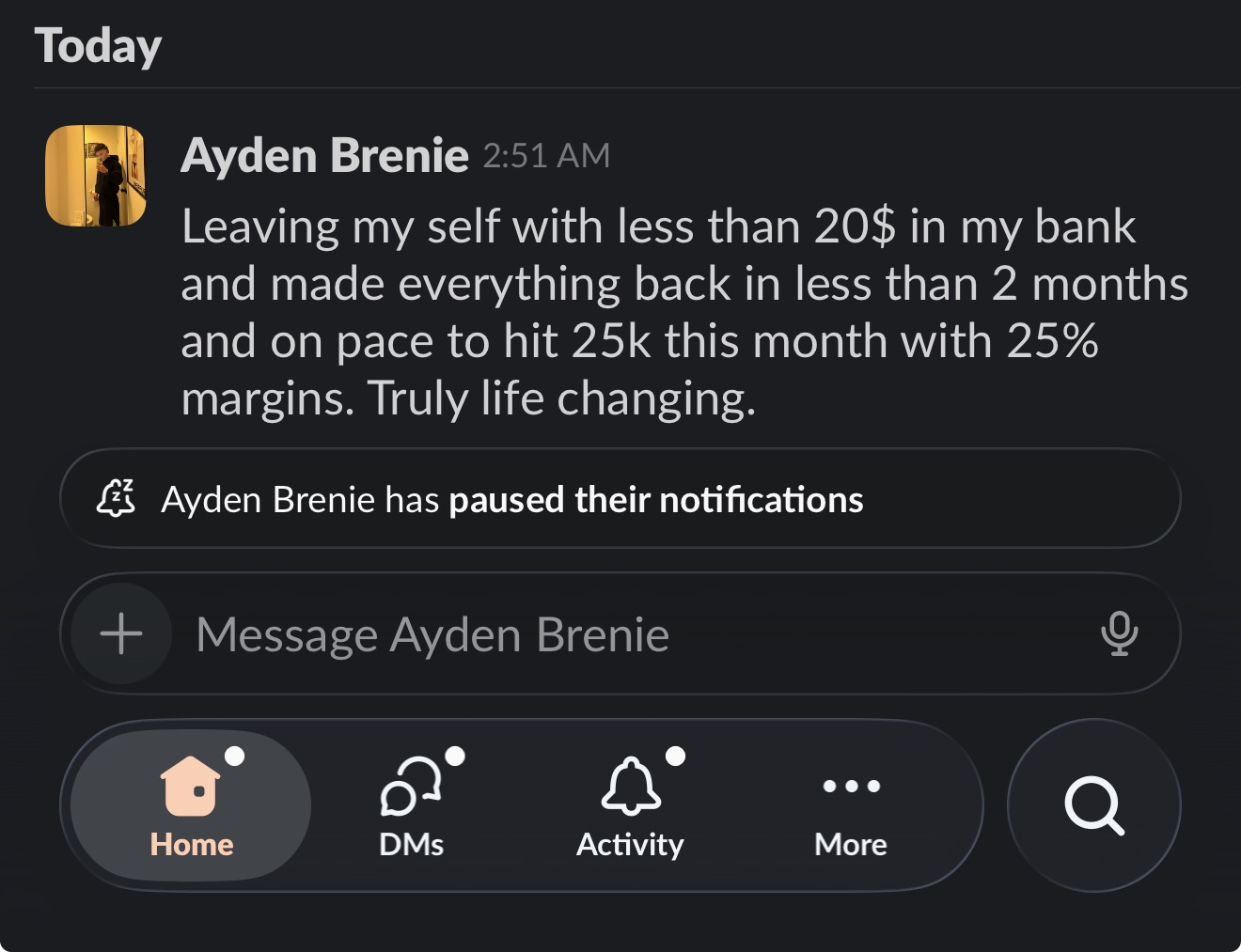 Ayden — on pace for $25k in a month with 25% margins